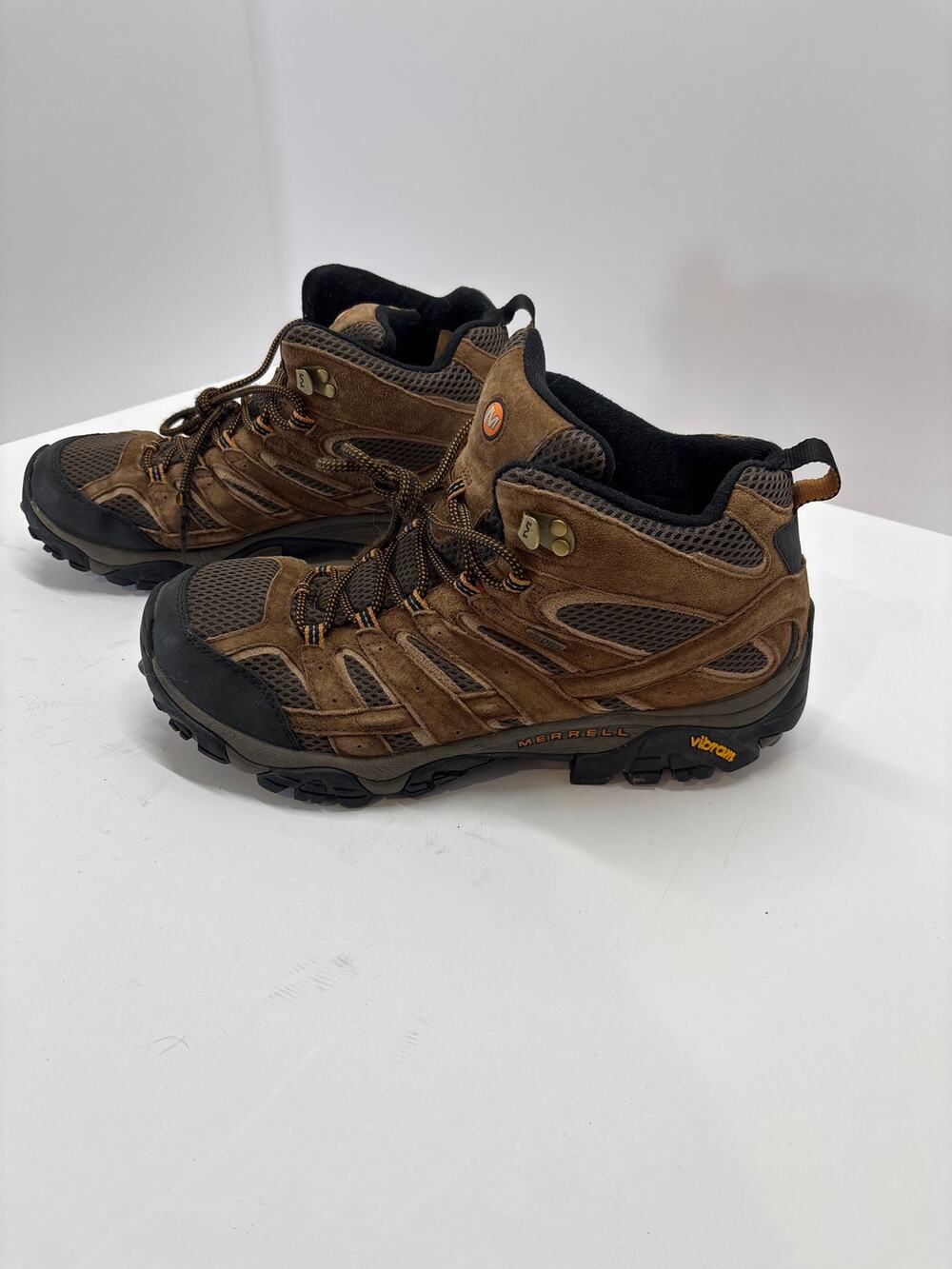 Merrell Men’s Hiking Shoes Size 11.5 Brown Suede Mesh Vibram Outdoor Trail